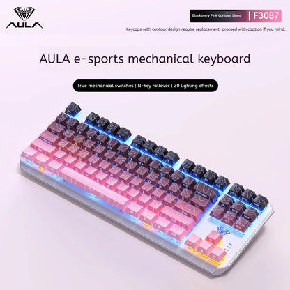 AULA F3087 Pro/F3087 Mechanical Keyboard 75% Layout Backlight Wired Full Key No Punch for Office E-Sport Gaming Keyboard