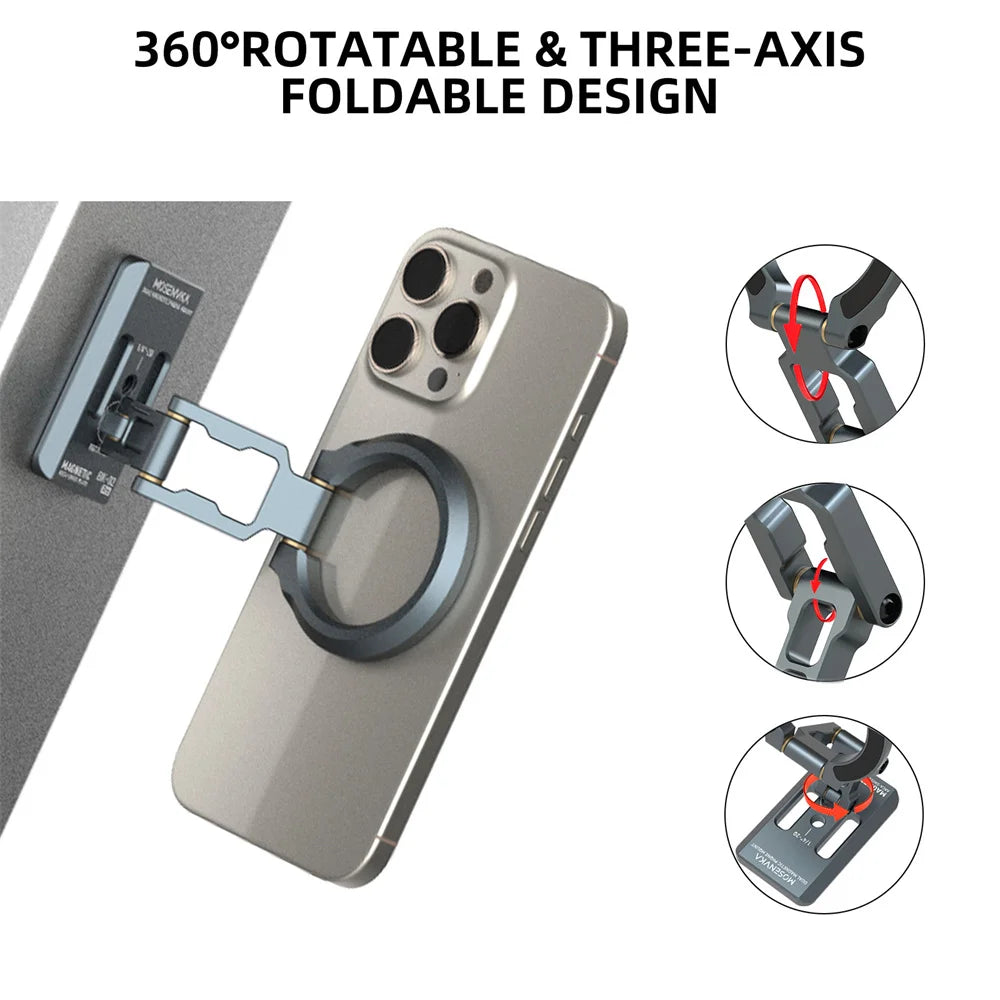 Dual Magnetic Phone Holder Desk Magnet Tripod Phone Mount 1/4'' & ARCA-Swiss Gym Mount for for iPhone Android Car/Airplane Stand