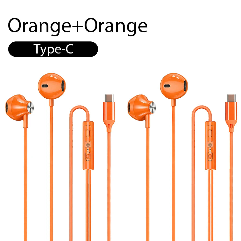 Wired Headphones For ios Android In Ear Earphones HiFi Surround Sound USB Type C Music Gaming Earplugs For iPhone 17 Pro Samsung