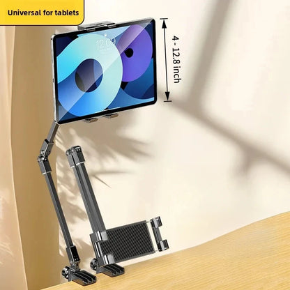 All-metal cantilever lazy overhead phone holder for desktop live streaming, bedside adjustable tablet for iPad bracket