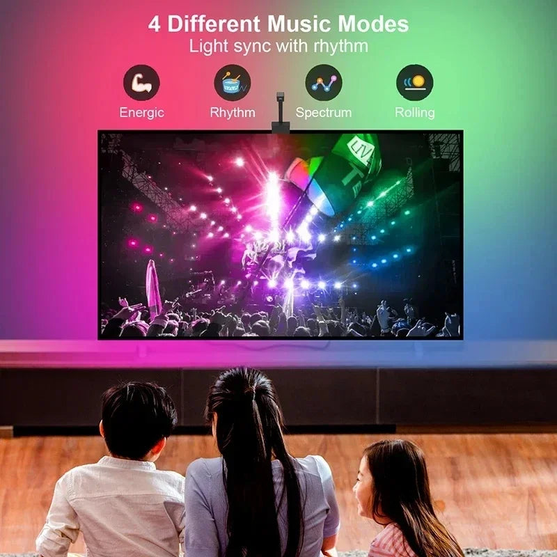 Ambilight For Immersion Tv Backlight Sync To Screen 3.8M 5M 5V Usb Rgbic Strip Led With Camera Synchronized Tv Light Kit