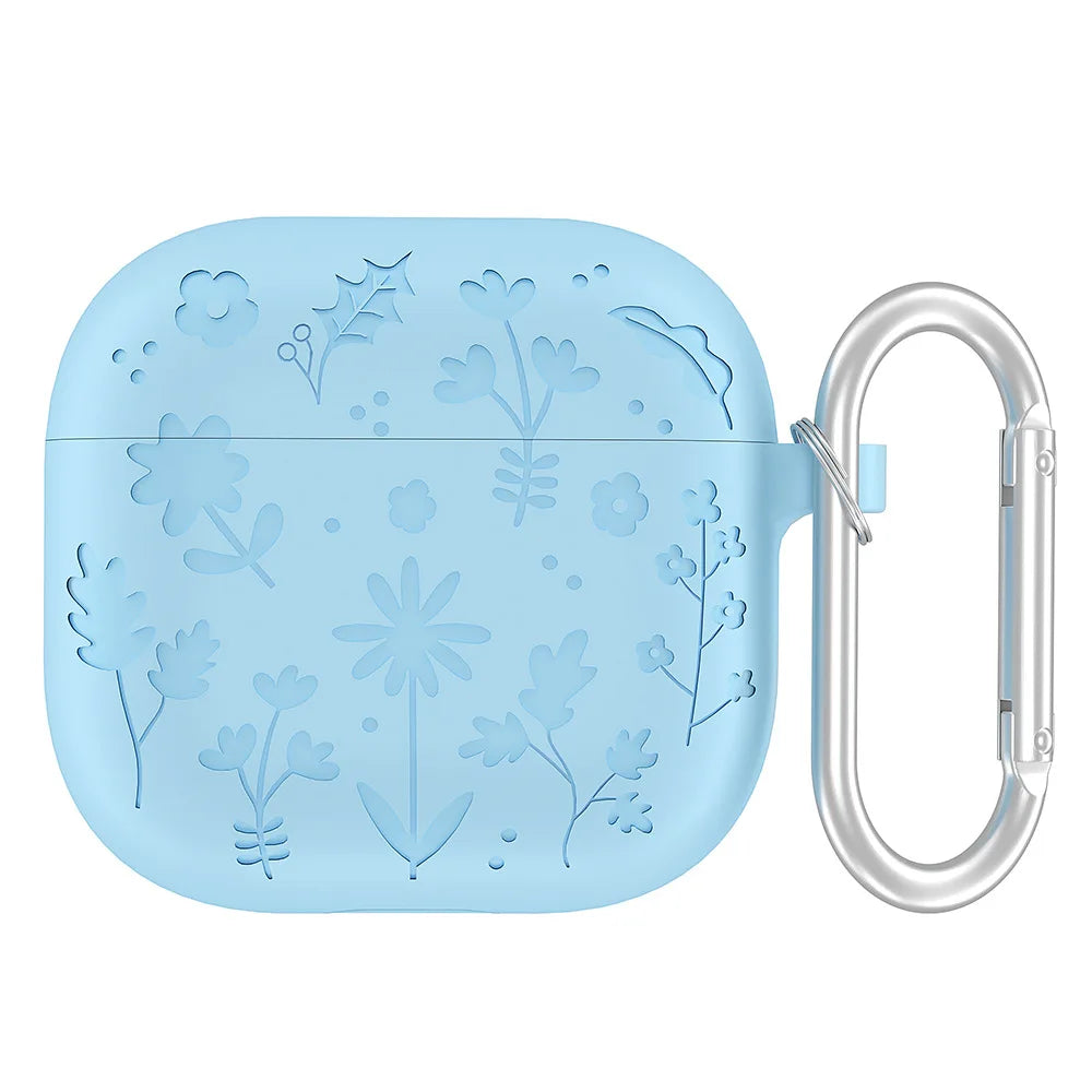 2025 New Flora Engraved Case for AirPods 4 Cover Shock-Proof Protective Silicone flower with Keychain for Apple Airpods 4 Case