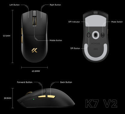 MCHOSE K7 V2 Wireless Gaming Mouse PAW3955 TI Dual 8K Polling Rate 50000DPI Lightweight Magnetic Wireless Charging Dock Esports