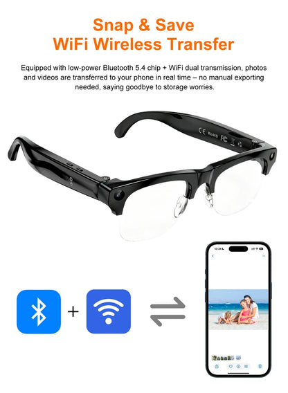 OnePlus Smart Glasses 800W Pixel 4KHDCamera Remote Control Touch Voice Translation Bluetooth Call Video Recording Music Sunglass