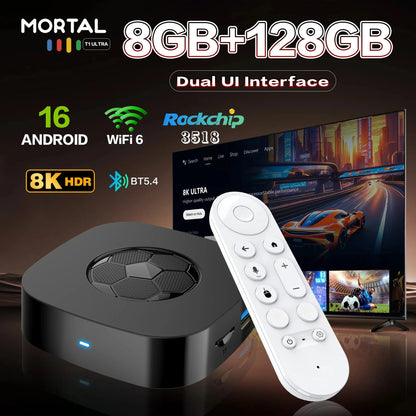 T1 Uarl TV Box Dual UI Interface 8K Ultra HD Android 16 8GB 128GB WIFI 6 Assistant Smart Streaming Media Player Set-top Box