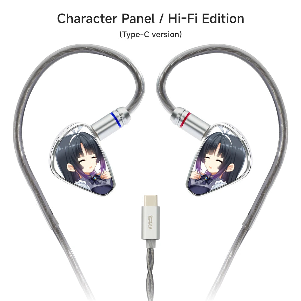 CVJ KIRA HiFi IEM In-Ear Earphones Wired Detachable Cable 3.5mm Type-C 4.4mm Balanced Earbuds For Music Gaming Anime Design