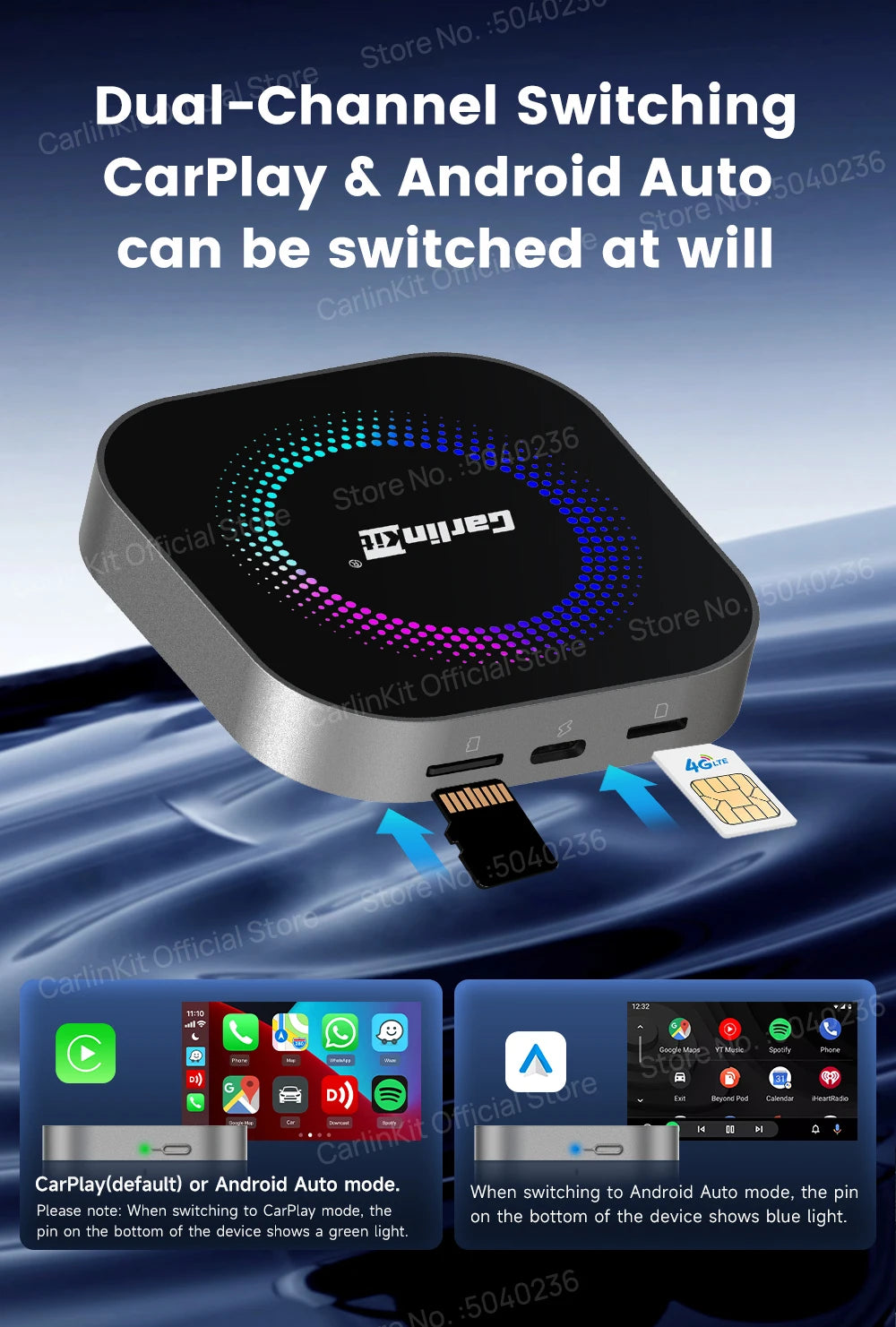 CarlinKit TV Box S2F Android 13 CarPlay Ai Box SM6225 8 Cores Wireless CarPlay Android Auto Video Streaming Box 4G LTE &WiFi GPS