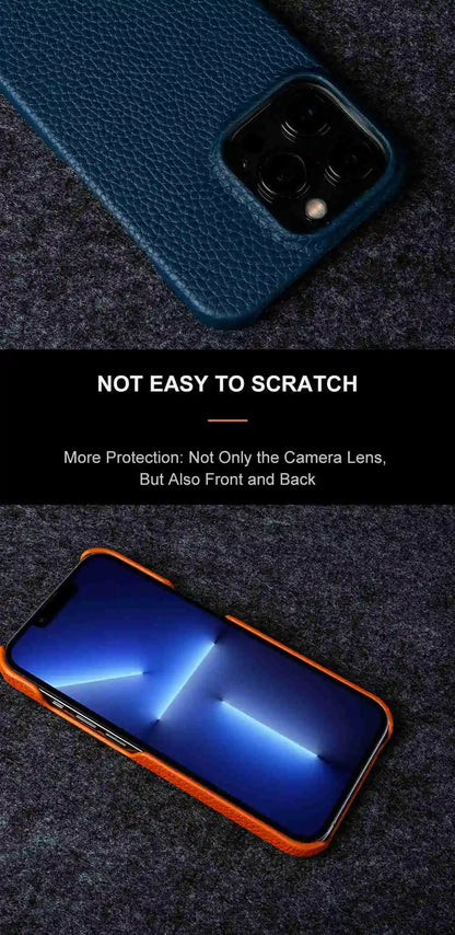 For Iphone 14 Pro Max Case Luxury Genuine Leather Cover Business Phone Cases Back Cover for Iphone 13 18Pro 15 12 XR XSMax Coque
