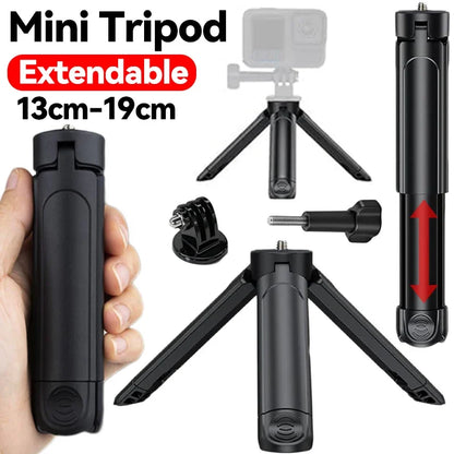 Extendable Mini Tripods  Stand Portable Tripod for DJI Pocket 3/4 GoPro Insta360 Phone 1/4” Mount Desktop Tripod for Vlog Live