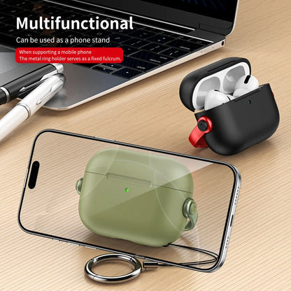 For AirPod Pro3 Case With Lock Shockproof Protective Cover with Cleaner Kit For Airpod 4 Case For AirPods Pro 3 Phone Stand Case