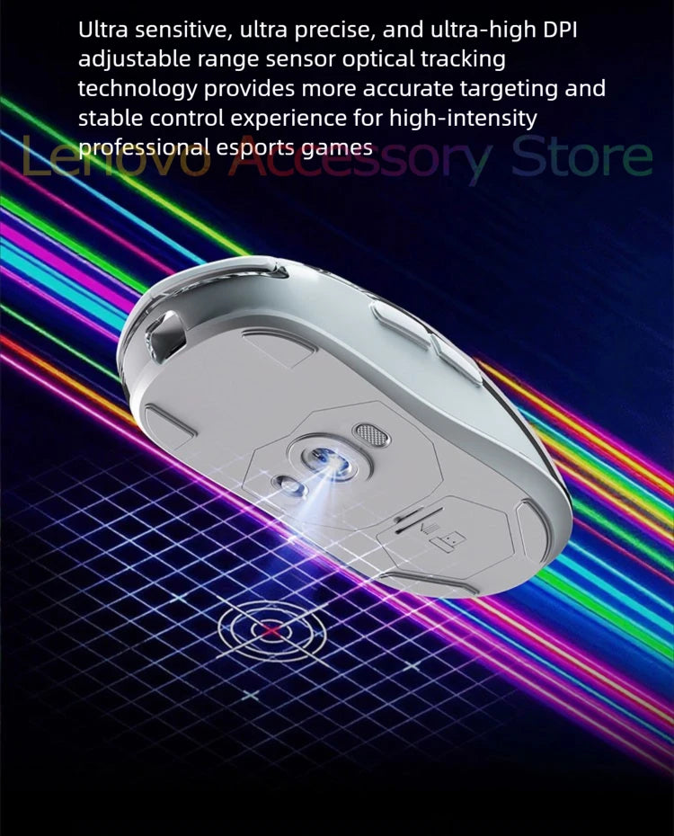 Lenovo Aurora Gaming Mouse GM11 Pro RGB 3-mode 2.4G Wireless Bluetooth 12000 DPI Adjustable Lightweight Portable Rechargeable