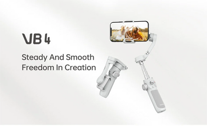 FeiyuTech VB4 3-Axis Gimbal Stabilizer for iPhone & Android, Built-in Selfie Stick, Foldable Design for Vlogging, Face Tracking