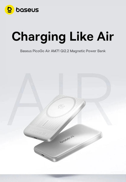 Baseus Qi2.2 Magnetic Power Bank 30W USB-C & 25W Wireless Charging 10000mAh Card-Slim NFC Battery Monitoring for iPhone Samsung