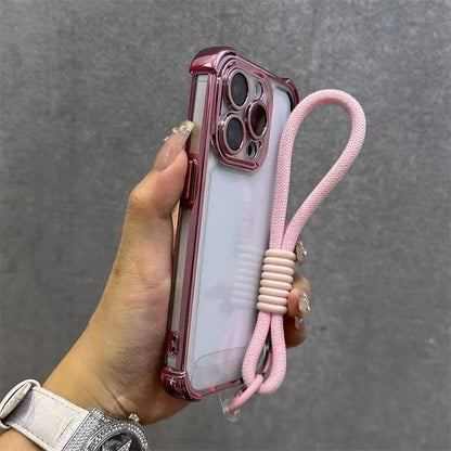 For Vivo S50 S30 Pro mini Y500 Pro Y50 Y31 2025 Y300 GT Y21D VivoY500 Plating Frame Casing With Strap Rope Shockproof Back Cover
