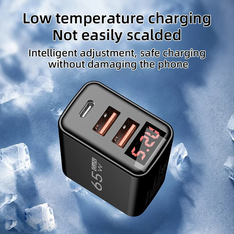 65W USB C Charger Fast Charger Phone Charger Adapter with LED Display QC3.0 EU/US/UK Plug For iPhone Samsung Xiaomi Wall Charger