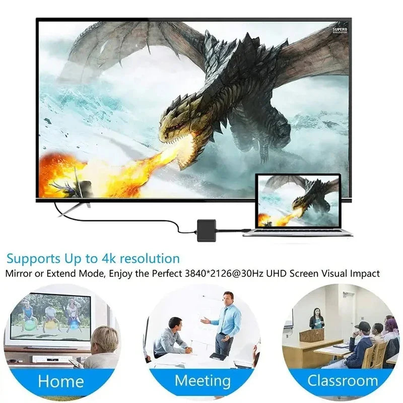 3-in-1 USB C Hub 100W Power Delivery USB 3.0 with 4K HDMI-Compatible for MacBook  Chromebook Steam Deck - Stable HUB Adapter