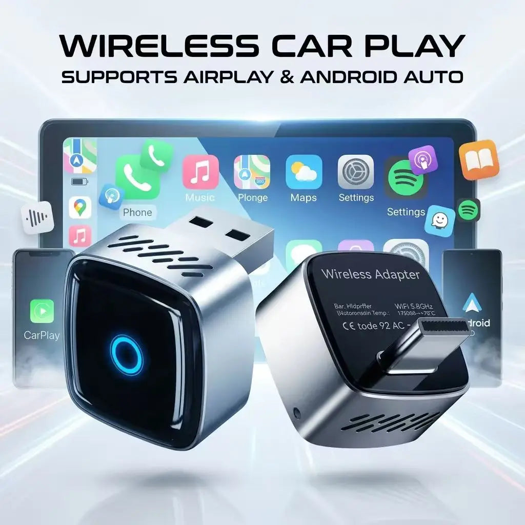 DRNVIYNC 2026 Wireless CarPlay Adapter 2-in-1 Wired to Wireless Dongle for Apple & Android Auto Plug and Play Universal Car Accessory