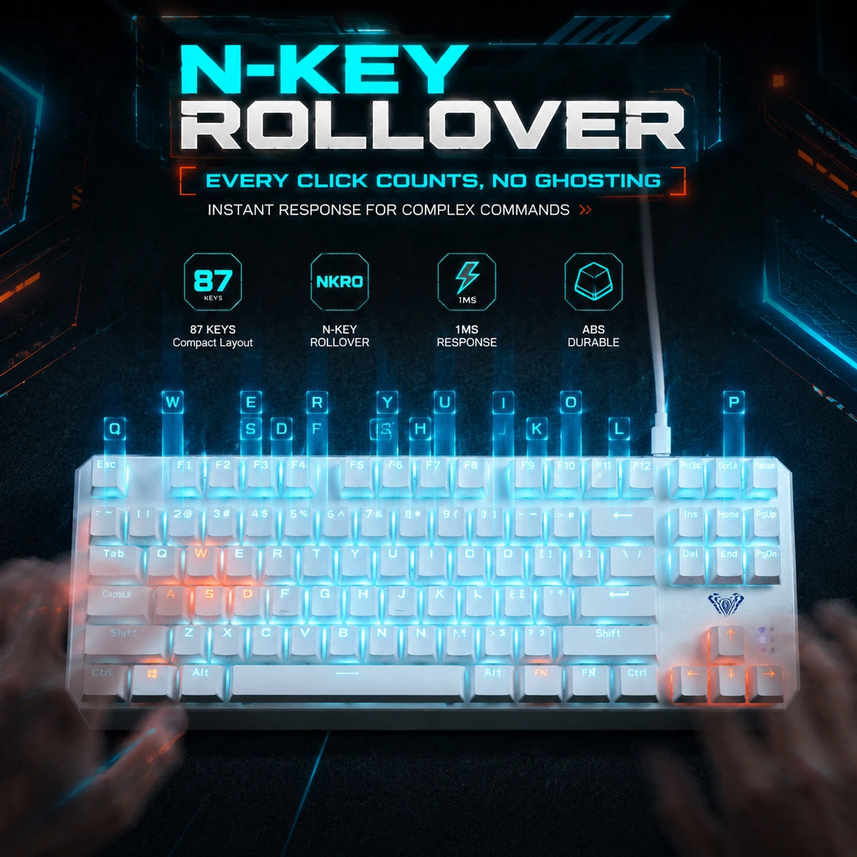 AULA F3087 Pro/F3087 Mechanical Keyboard 75% Layout Backlight Wired Full Key No Punch for Office E-Sport Gaming Keyboard