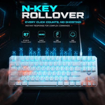 AULA F3087 Pro/F3087 Mechanical Keyboard 75% Layout Backlight Wired Full Key No Punch for Office E-Sport Gaming Keyboard