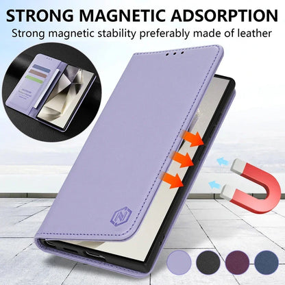 Wallet Skin Friendly Magnetic Slot Flip Leather Case For Samsung Galaxy S26 Ultra S25 Edge S24 FE S23 Plus S22 S21 S20FE S10+