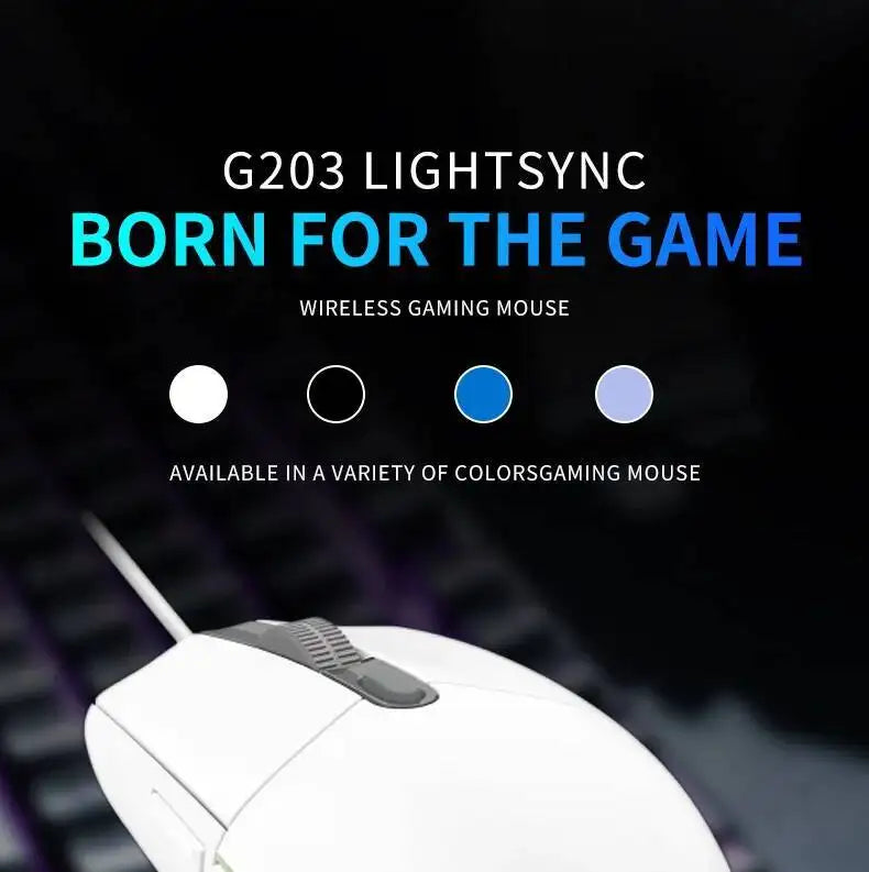 Logitech G203 Prodigy Wired Gaming Mouse 8000 DPI RGB Lighting 6 Buttons On-Board Memory 2.1m Cable Windows ChromeOS