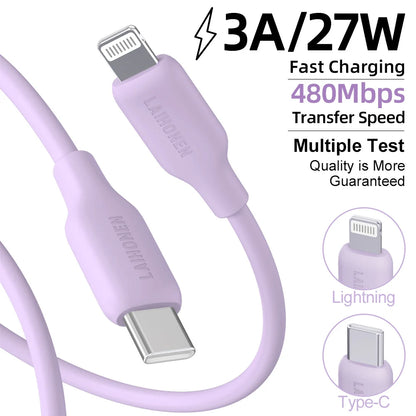 LAIHONEN USB C to Lightning Fast Charging Cable, Flexible Silicone Durable, For iPhone 13 12 11 Pro Max X XS XR iPad