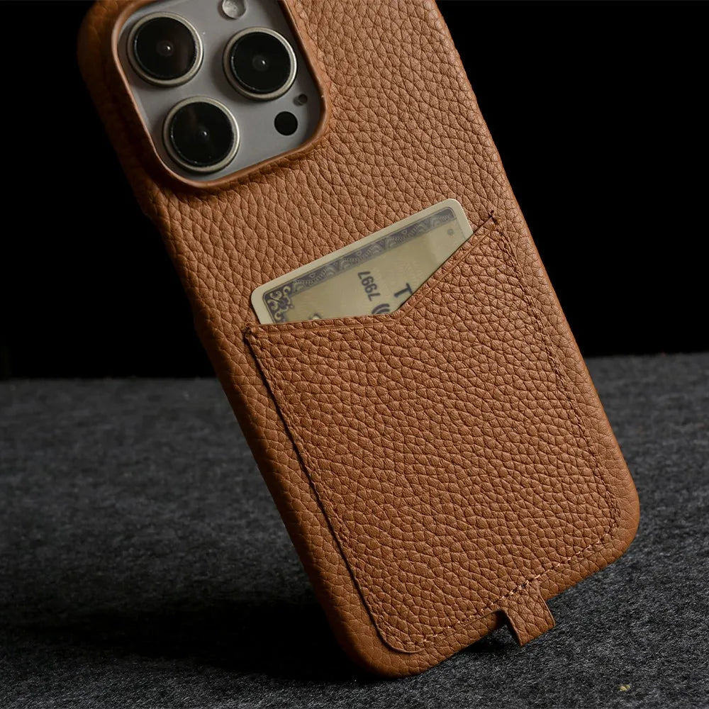 Multifunctional Charging Cable Lanyard Genuine Leather Case for IPhone 18 Pro Max 17Pro 16 15 14 13Pro Crossbody Strap Card Slot