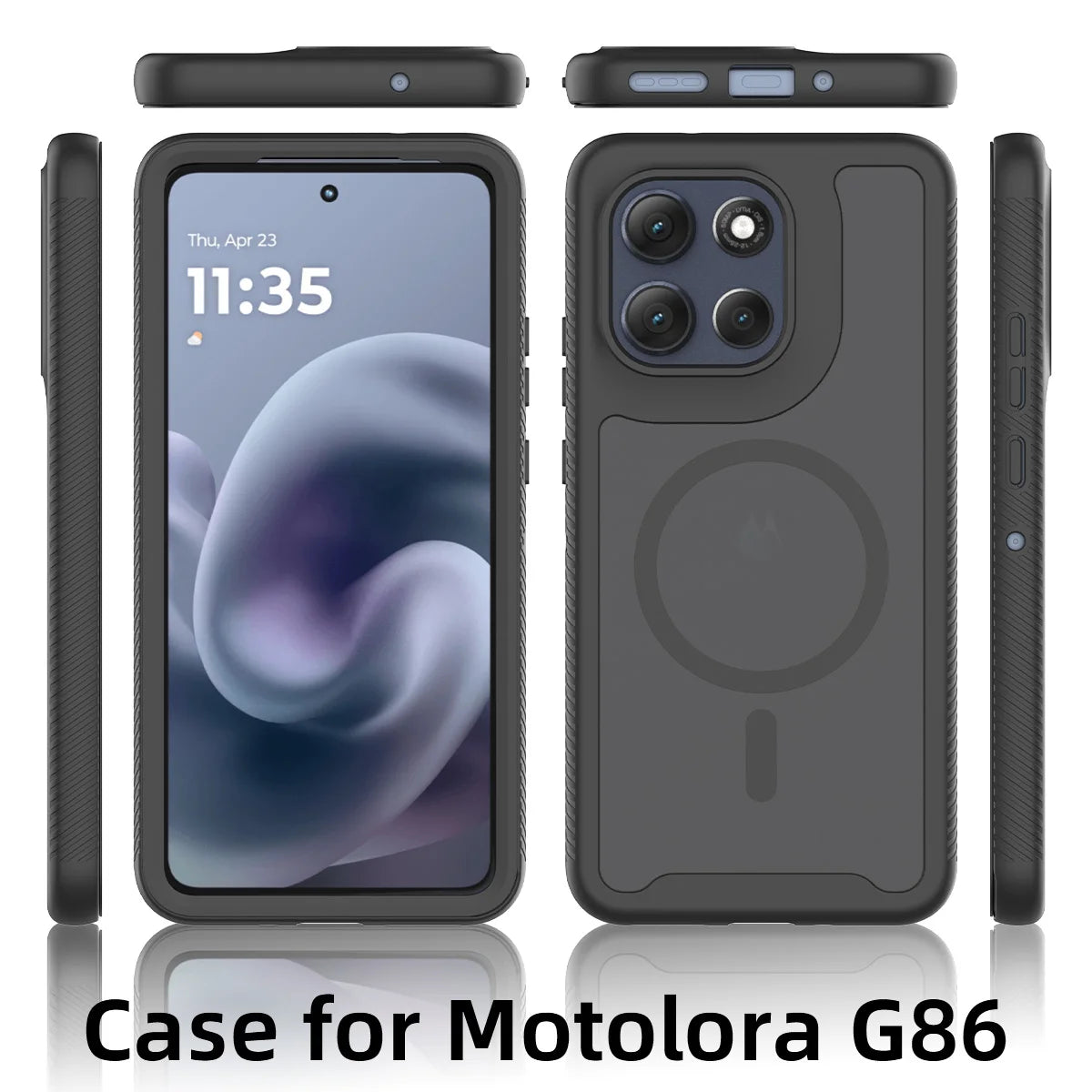 Military Shockproof Matte Magnetic Phone Case For Motorola Moto G55 G05 G35 G15 E15 G06 G56 G86 For Magsafe Rugged Armor Cover