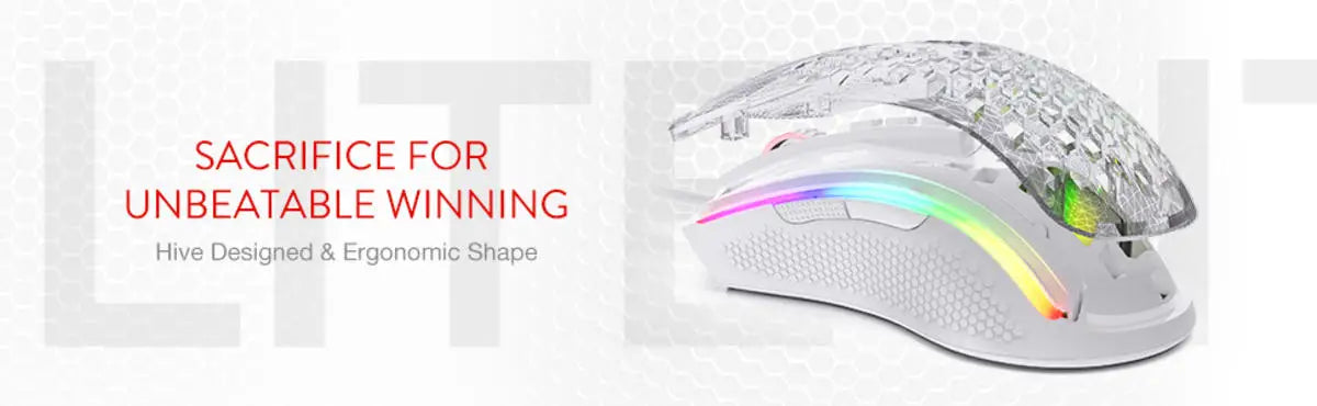 Redragon M808 Storm Lightweight RGB LED USB Gaming Mouse 12,400 DPI Optical Sensor 7 Programmable Buttons Precise Regist