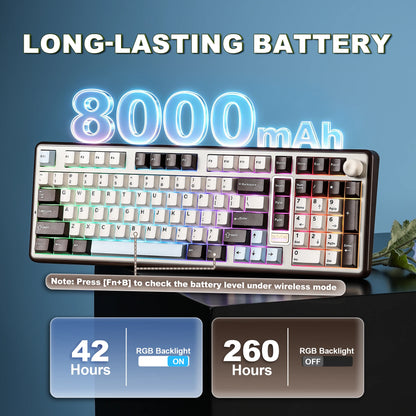 YUNZII B98 PRO QMK/VIA Wireless Mechanical Keyboard, 96% Layout Custom Gaming Keyboard, Hot-Swap Gasket RGB Keyboard for Win/Mac