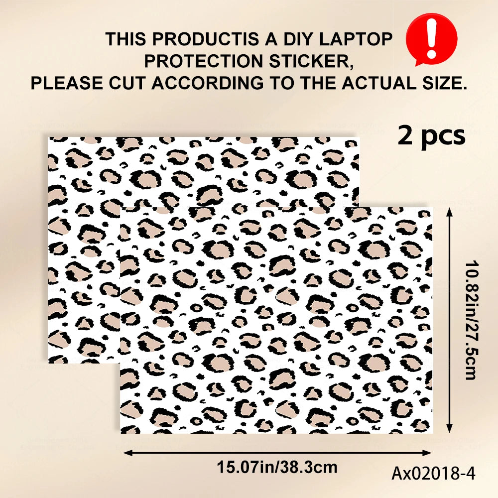 2 pcs Aesthetic Light Leopard Laptop Stickers Set Self-Adhesive Removable Laptop Covers for MacBook Notebook Protective Skins