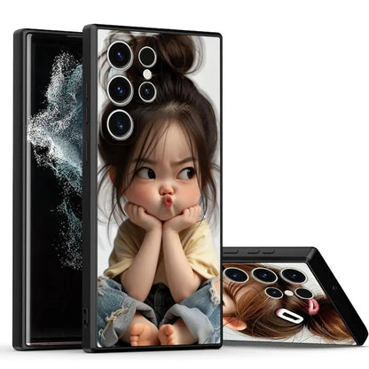 Case for Samsung Galaxy S26 S25 Ultra S20 Note 20 Ultra 8 9 10 S23 S21 FE S10 S9 S24 Plus Funda Phone Cover Cartoon Girl