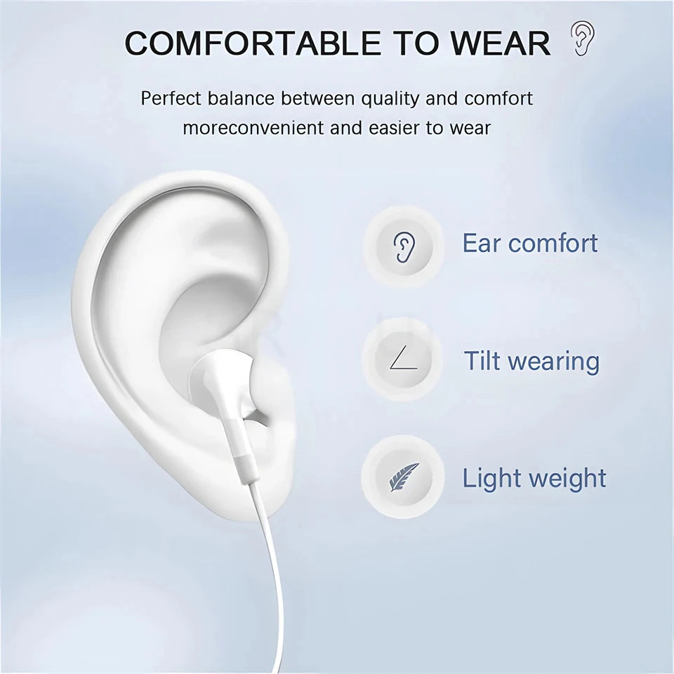In-Ear Wired Earphones For Apple iPad iPhone 15 11 12 13 14 16 17 Pro Max TypeC Headphones Laptops Tablet 3.5mm Earphones