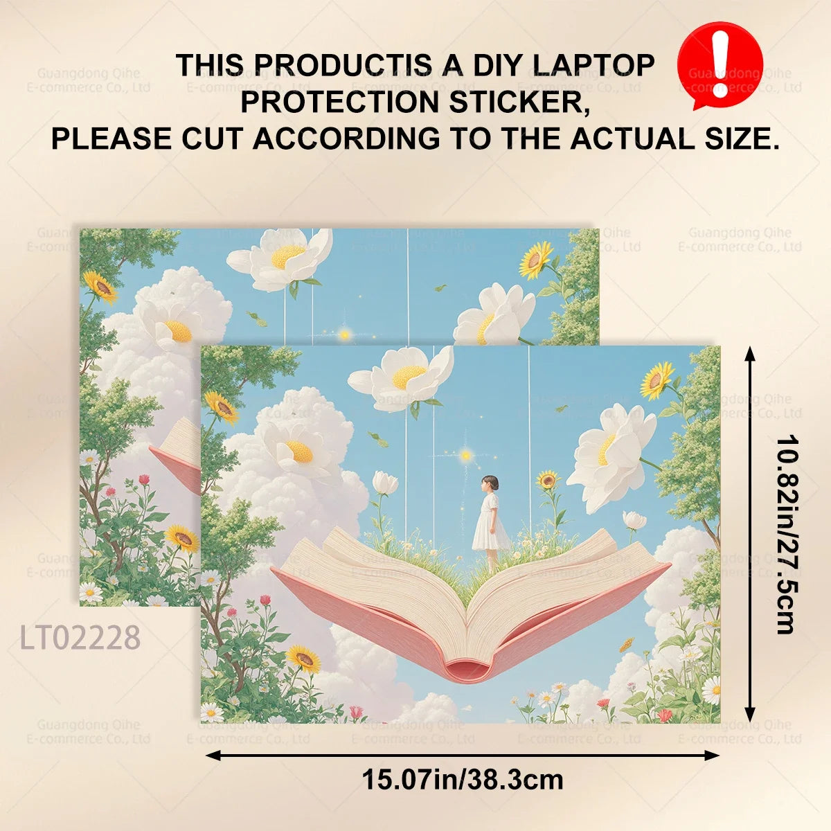 2 PCS Removable Flower Stickers for Laptop PVC Aesthetic Decals Self-Adhesive Peel Off No Residue Tablet Skin MacBook Skin