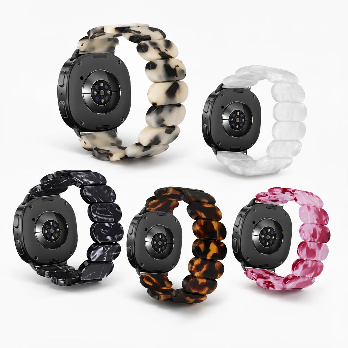 For Samsung Galaxy Watch 9 8 40mm 44mm/Watch 8 Classic 46mm Band Resin Elastic Replacement Bead Bracelets for Samsung Watch 9