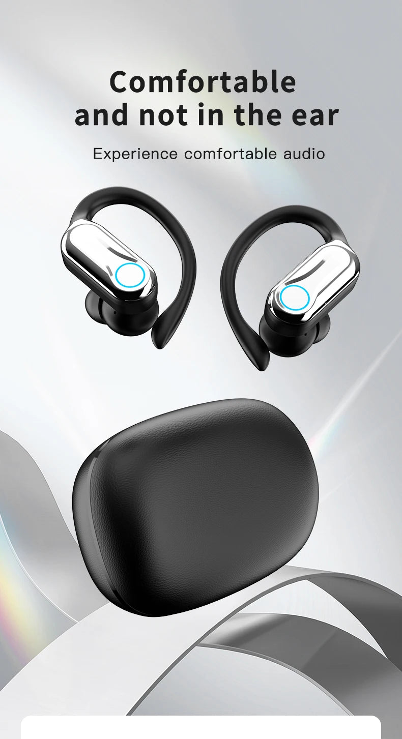 TWS Bluetooth Earphones With Microphones Sport Ear Hook LED Display Wireless Headphones HiFi Stereo Earbuds Waterproof Headsets