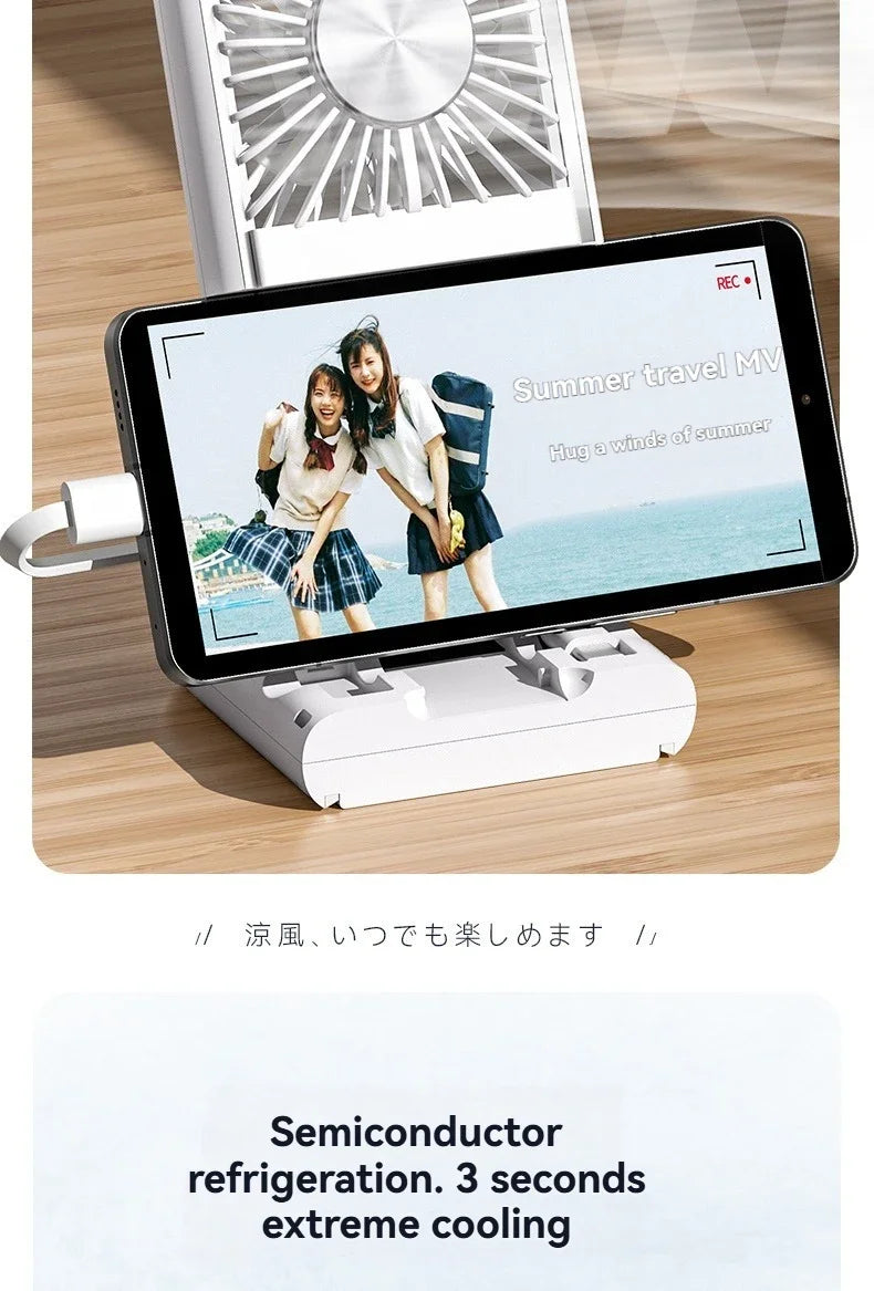 Summer Portable Ultra-thin Neck Small Fan F30 USB Charging Semiconductor Refrigeration Infinity Handheld Icing Fan