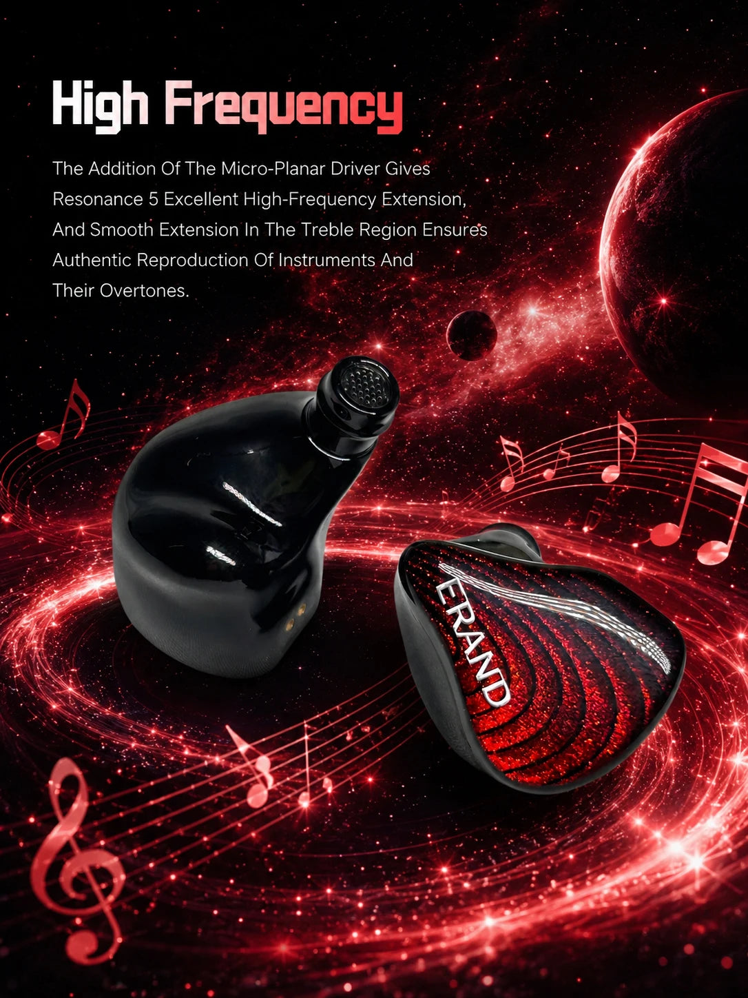 ERAND RESONANCE 5 2DD+2BA+1MP Hybrid IEMs HIFI In-ear Wired Earphones 5-driver 5-tube 5-way Monitor Headphones Earbuds