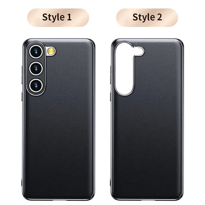 Genuine Cowhide Leather Phone Case for Samsung Galaxy S25 S24 S23 Ultra S22 Plus S21 Note 20 Plating Shockproof Protector Cover