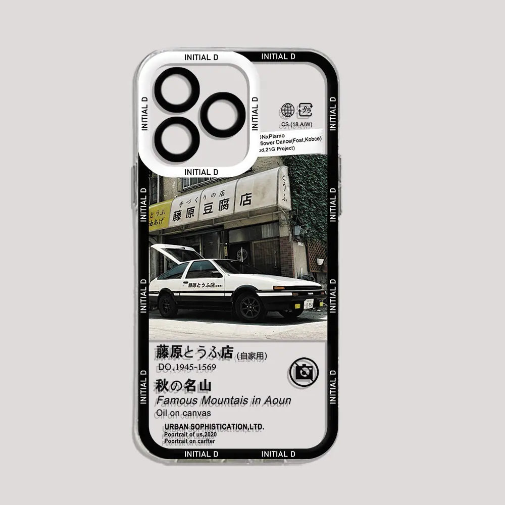 Anime Initial D AE86 Phone Case For iPhone 15 14 13 12 11 Mini Pro Max X XR XSMax 6S 6 7 8 Plus SE20 Transparent Cover