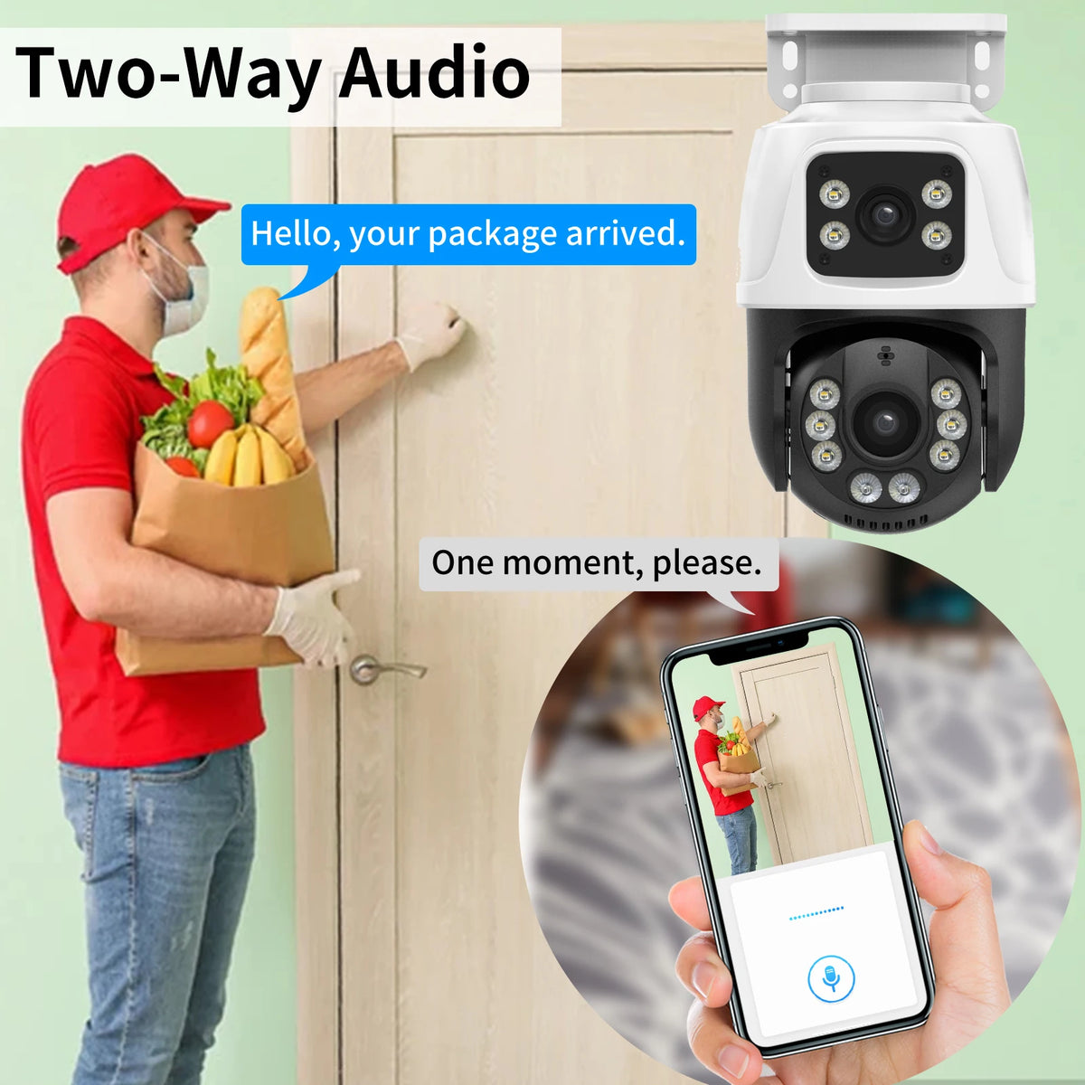 Gadinan 6MP Dual Lens PTZ POE IP Camera Outdoor Home Video Security Surveillance Motion Detection CCTV Support Onvif XMEye iCSee
