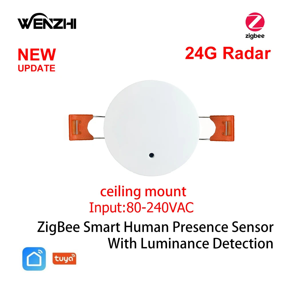 ZigBee / Wifi MmWave Human Presence Motion Sensor With Luminance/Distance Detection 5/110/220V Tuya Smart Life Home Automation