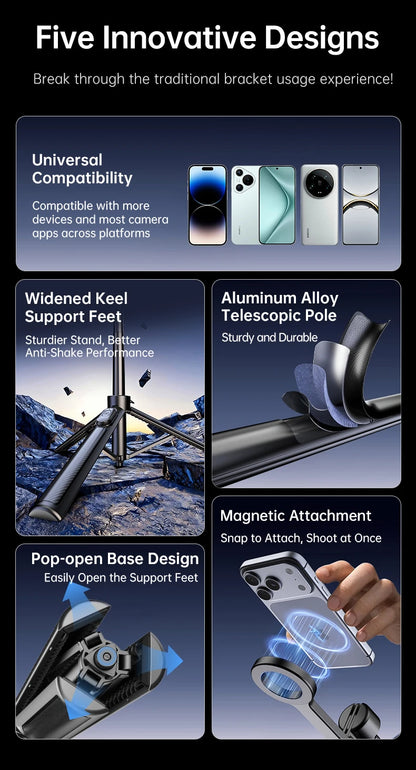 T18 Magnetic Phone Tripod Wireless Phone Grip Selfie Stick Desktop Tripod