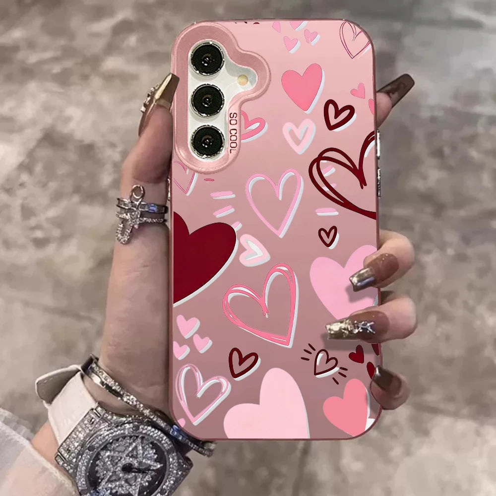 Modern Romance Hearts Phone Case For Samsung Galaxy S26 S25 S24 S23 S22 Ultra Plus A56 A55 A54 A53 A36 A35 IMD Shockproof Cover