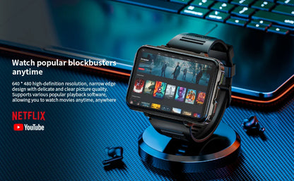 LOKMAT APPLLP 5 MAX Android Watch Phone Square Big Screen Wifi 4G Calls Smartwatches Dual Camera with Flashlight Gaming Watch