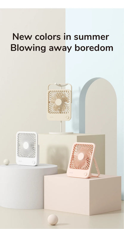 JISULIFE Portable Small Desk Fan Ultra Quiet Table Fan USB Rechargeable  Cooling Fan With 4 Speed Powerful Wind Offices Fan