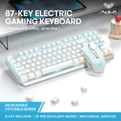 AULA F3087 Pro/F3087 Mechanical Keyboard 75% Layout Backlight Wired Full Key No Punch for Office E-Sport Gaming Keyboard