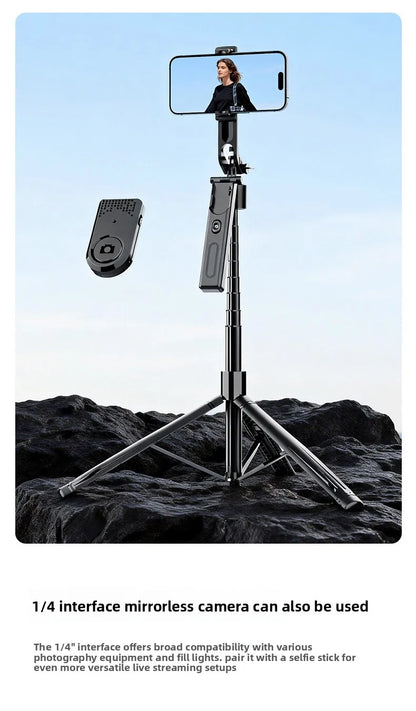AI Face Tracking Selfie Stick Gimbal Stabilizer, Bluetooth Extendable Phone Tripod with 4-Axis Anti-Shake, Fill Light, Smart Aut