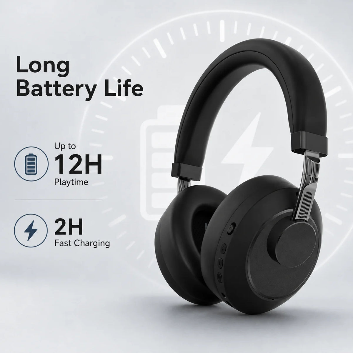 ANC Headphones Bluetooth Earphones Over Ear Wireless Headphones Noise Cancelling Foldable Stereo Headset with Mic HiFi Sounds