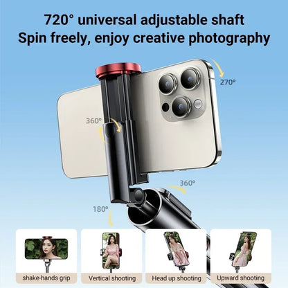 Selfie Stick 1.1 M Ultra Long Stretch Portable Phone Holder Integrated Design Bluetooth Remote With Fill Light Tripod Stand For